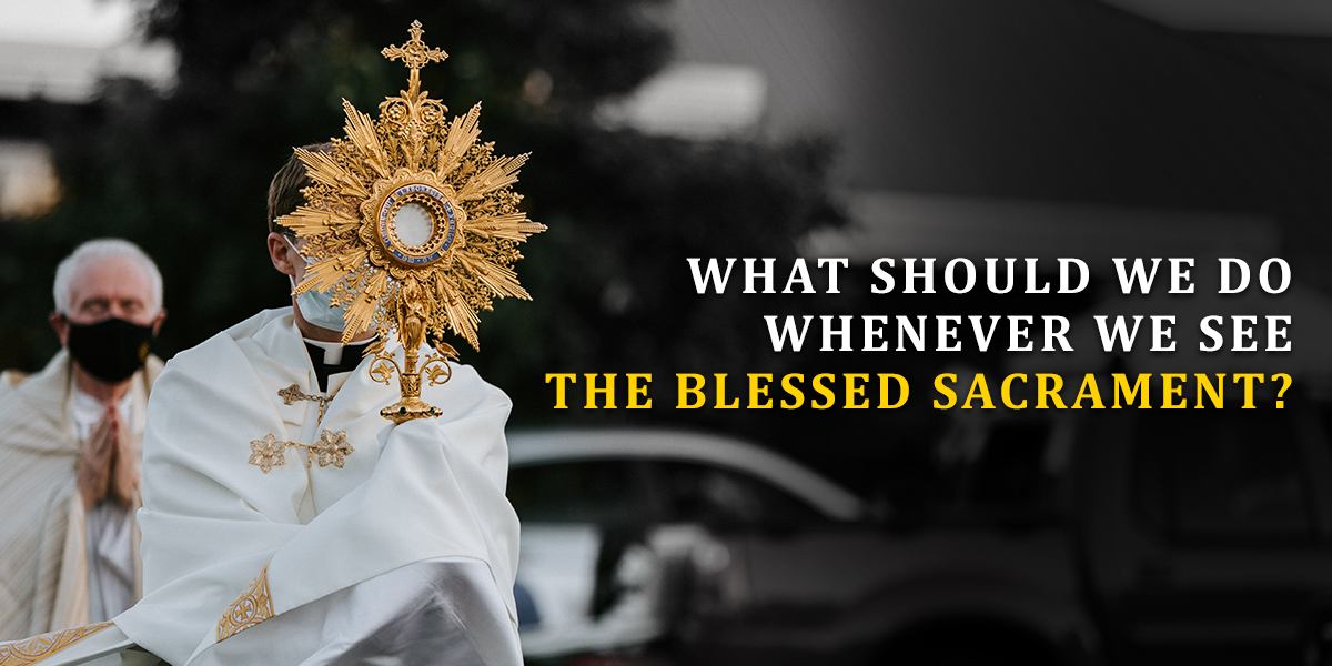 What should we do whenever we see the Blessed Sacrament?
